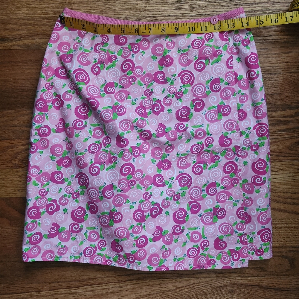 Lilly Pulitzer Reversible Pink Snail/ Green Palm&Pink Elifant Wrap Skirt… - Picture 9 of 12